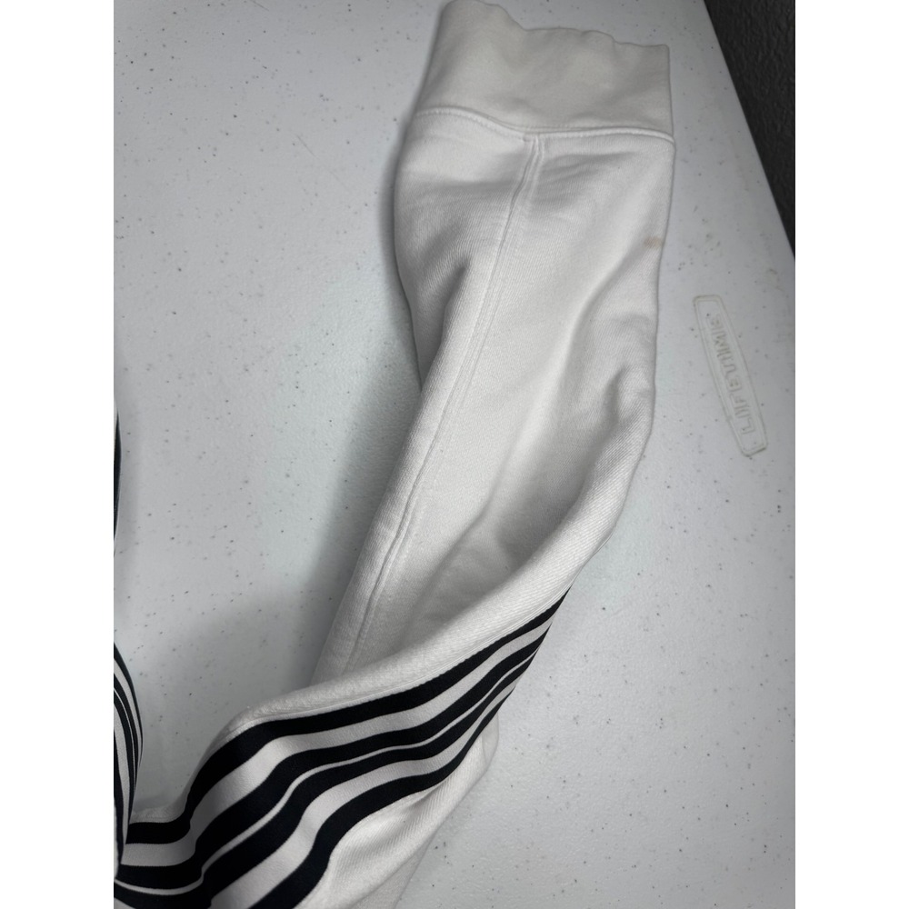 Athleta Womens XL White Black Stripe Sleeve Fleece Crewneck Sweatshirt Pullover - Picture 6 of 9
